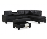 Roma Leather PU Sectional - Black