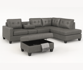 Roma Leather PU Sectional - Grey