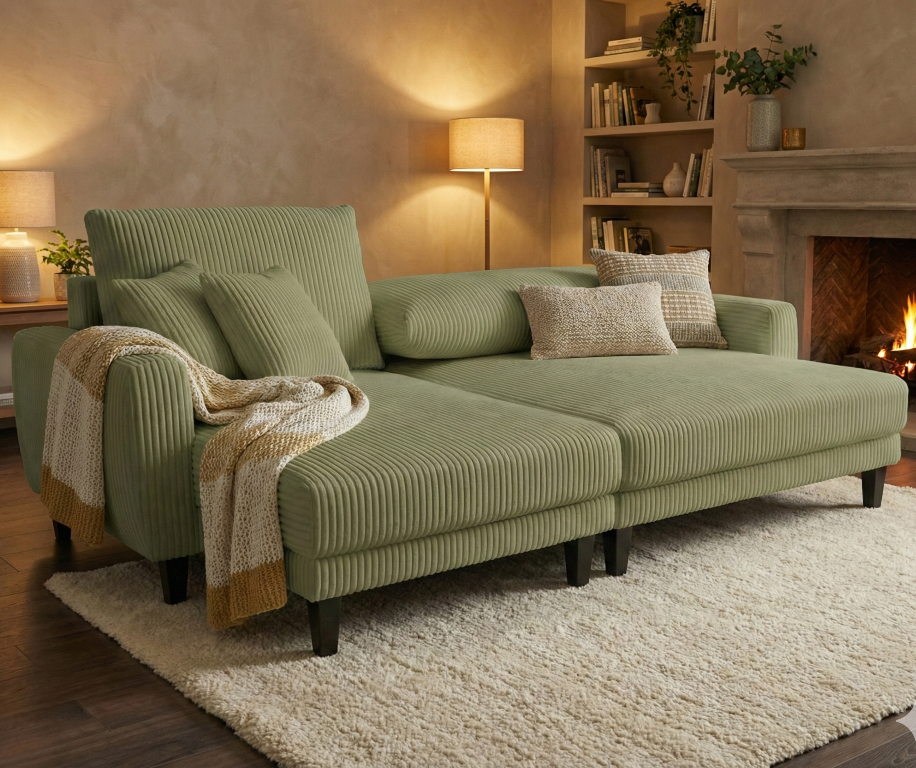 2507 Half Split Fabric Sectional - Green