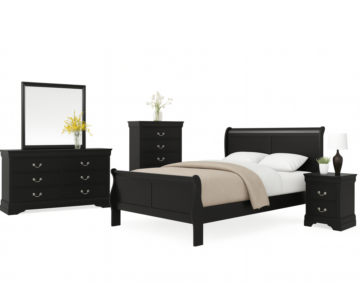 LP Bedroom Set + Box Spring Bedroom Set - Black