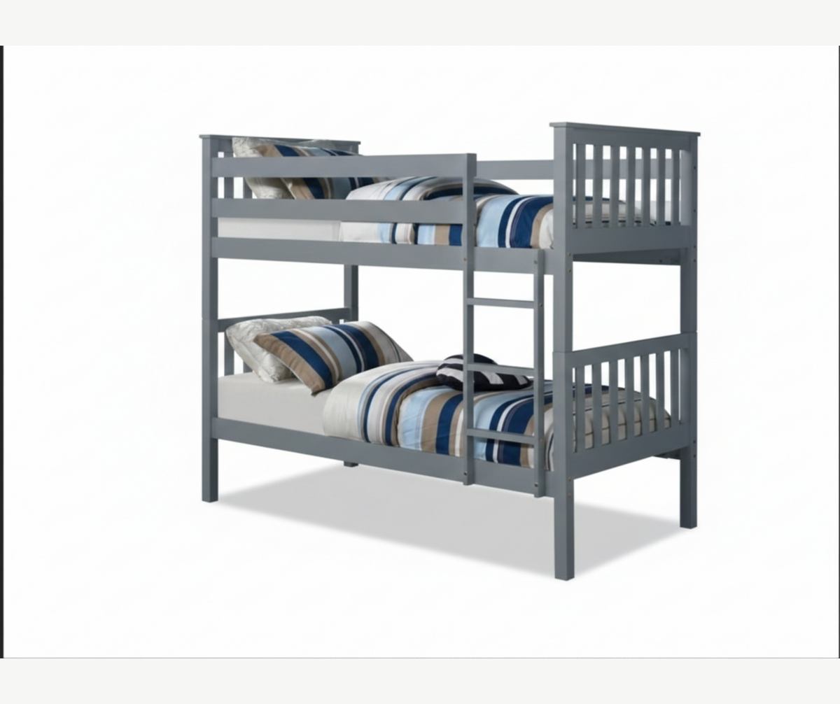 B101 Wooden Bunk Bed (Single by Single) - Grey