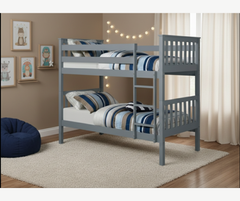 B101 Wooden Bunk Bed (Single by Single) - Grey
