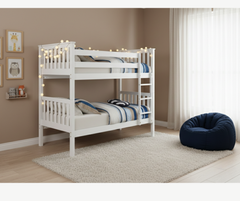 B101 Wooden Bunk Bed (Single by Single) - White