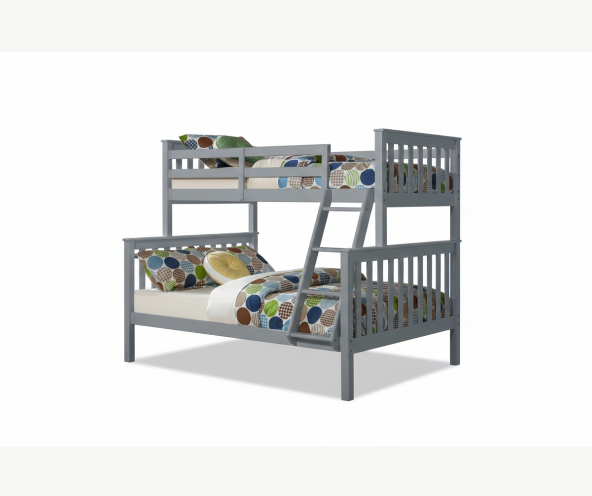 B-122 Wooden Bunk Bed (Single/Double) - Grey