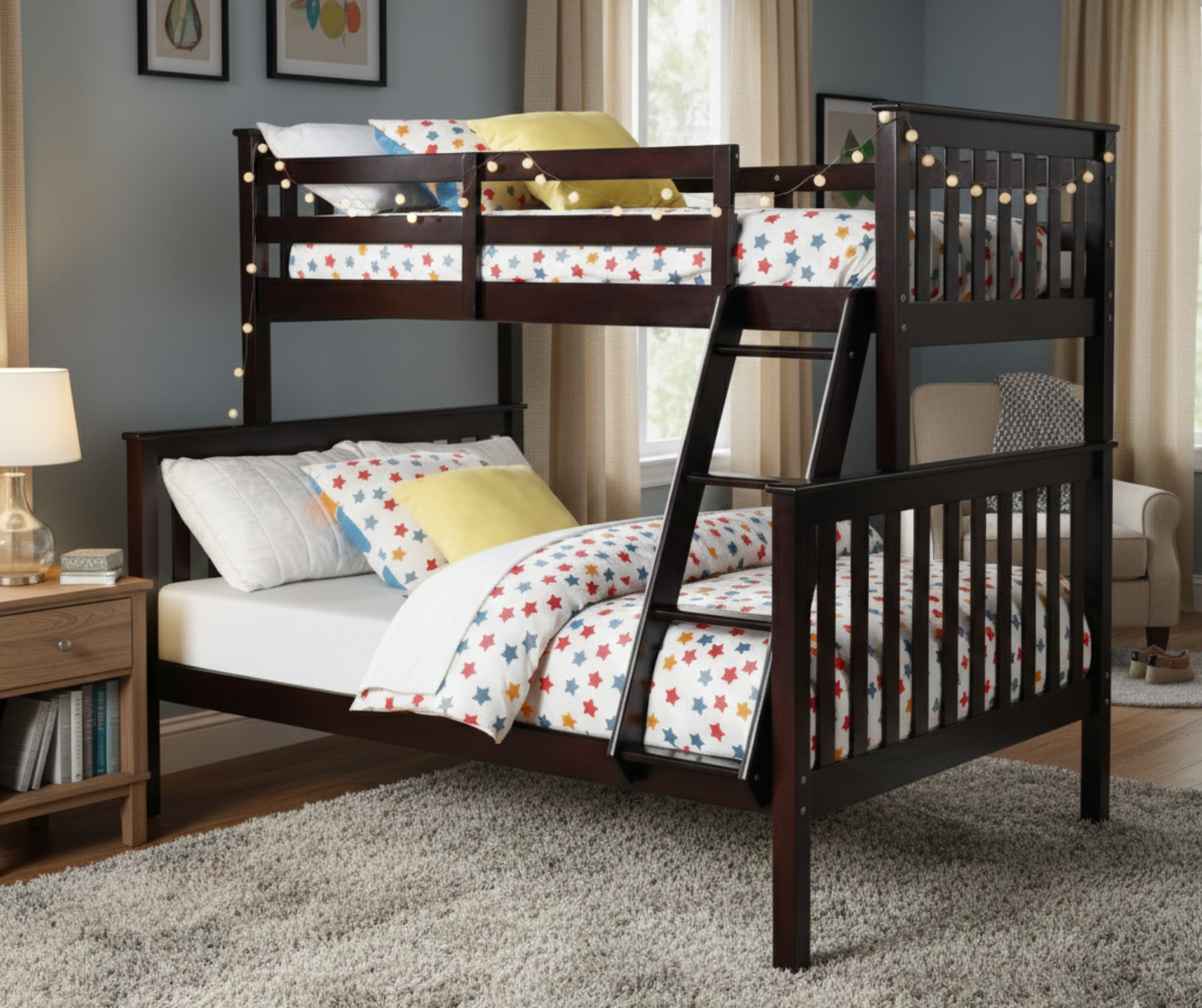 B-122 Wooden Bunk Bed (Single/Double) - Brown