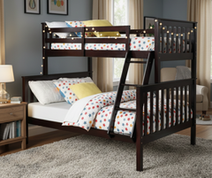 B-122 Wooden Bunk Bed (Single/Double) - Brown
