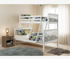 B-122 Wooden Bunk Bed (Single/Double) - White