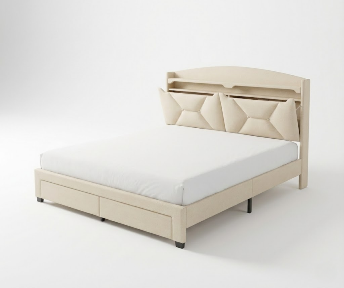 Simon Bed - Beige
