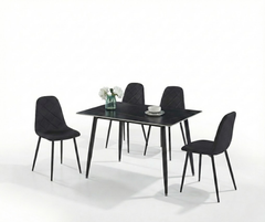 DT-15 Dining Set (4 Chairs) - Black Chairs