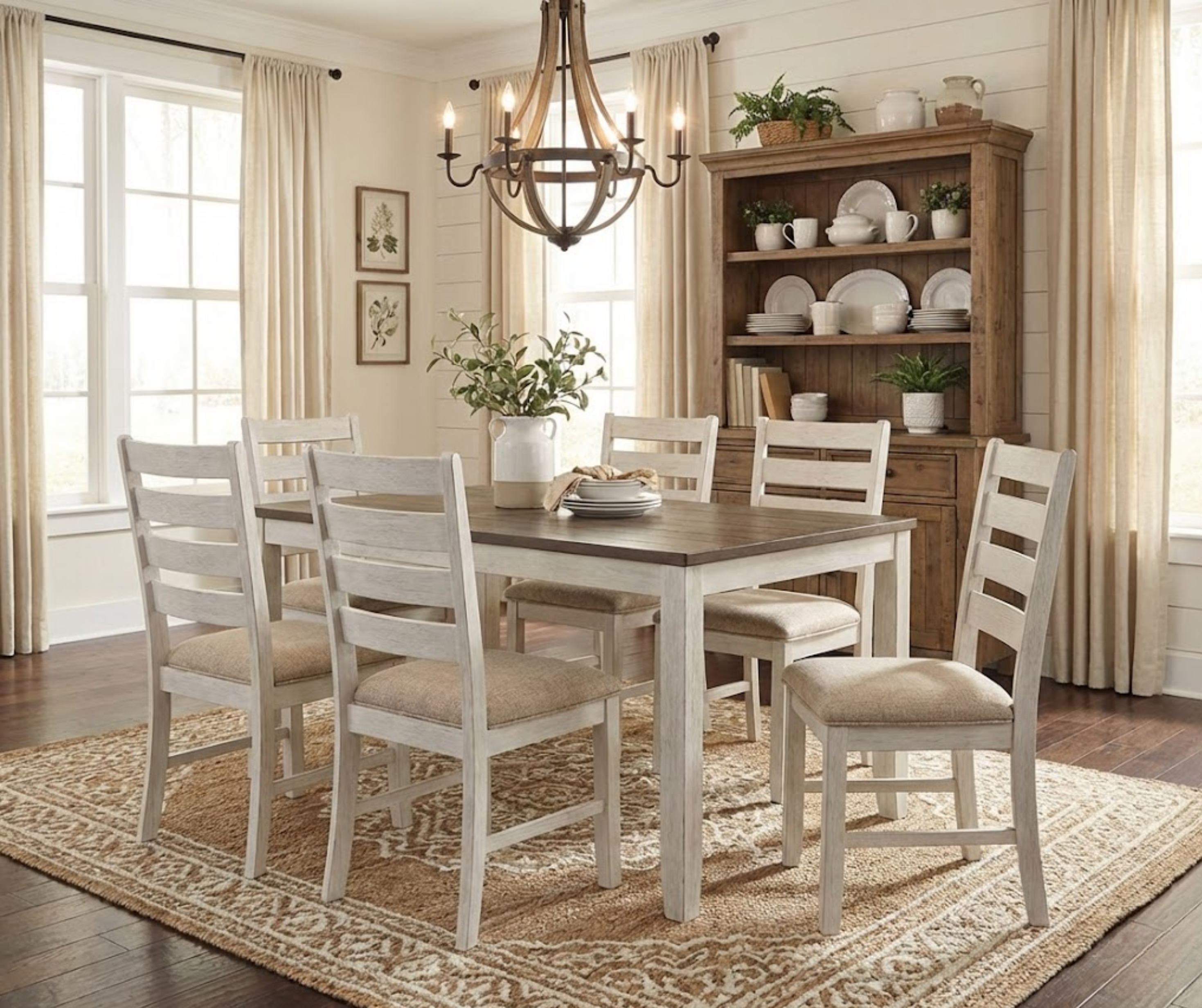 Melbourne Dining Set - Brown Top / White Base