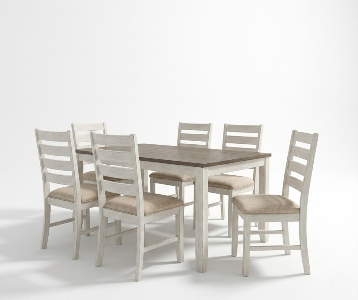 Melbourne Dining Set - Brown Top / White Base