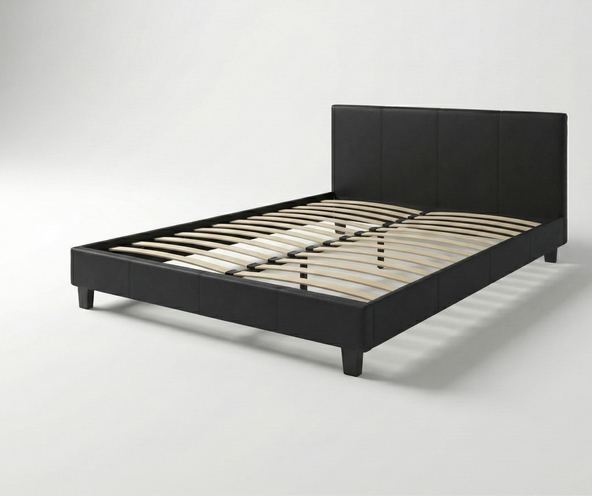 Leather Faux 713 Bed -  Black