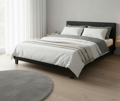 Leather Faux 713 Bed -  Black