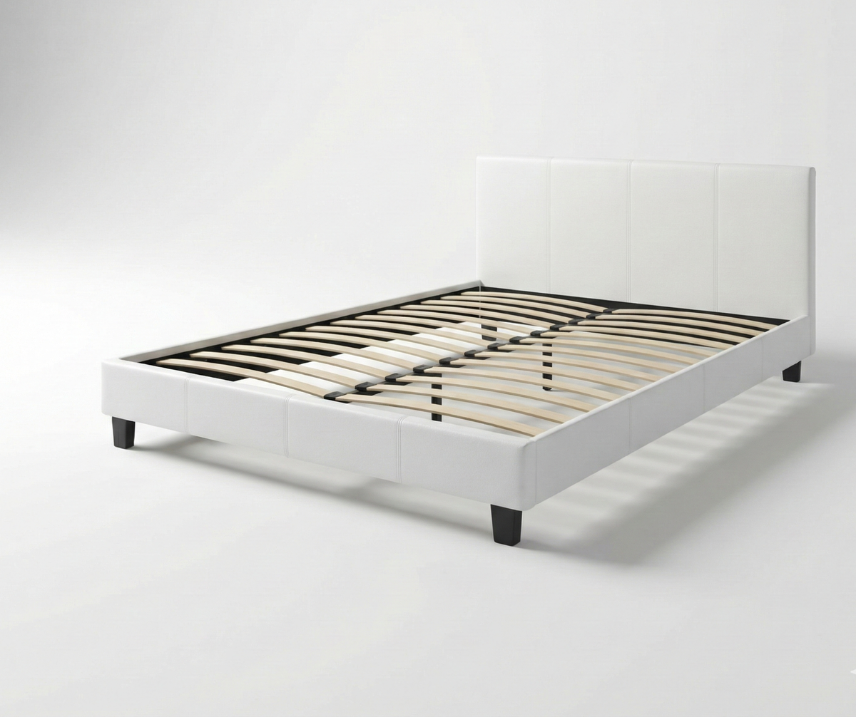 Leather Faux 713 Bed - White