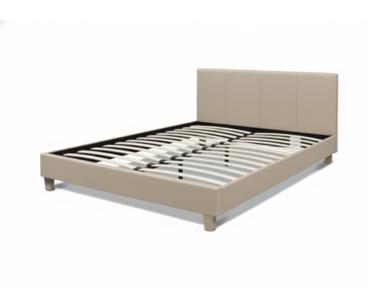 Leather Faux 713 Bed - Beige