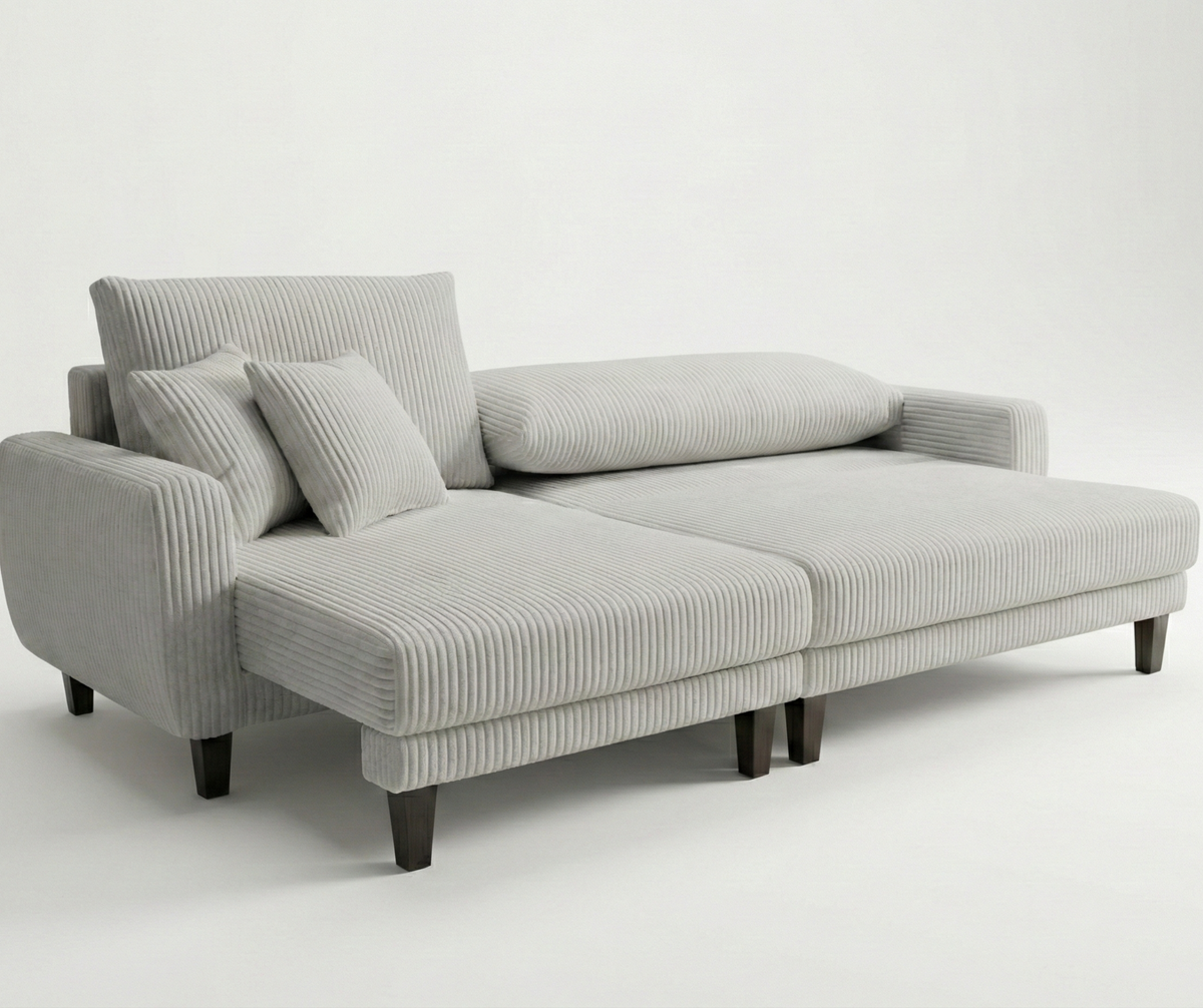 2507 Half Split Fabric Sectional - Light Grey