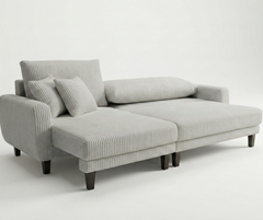 2507 Half Split Fabric Sectional - Light Grey