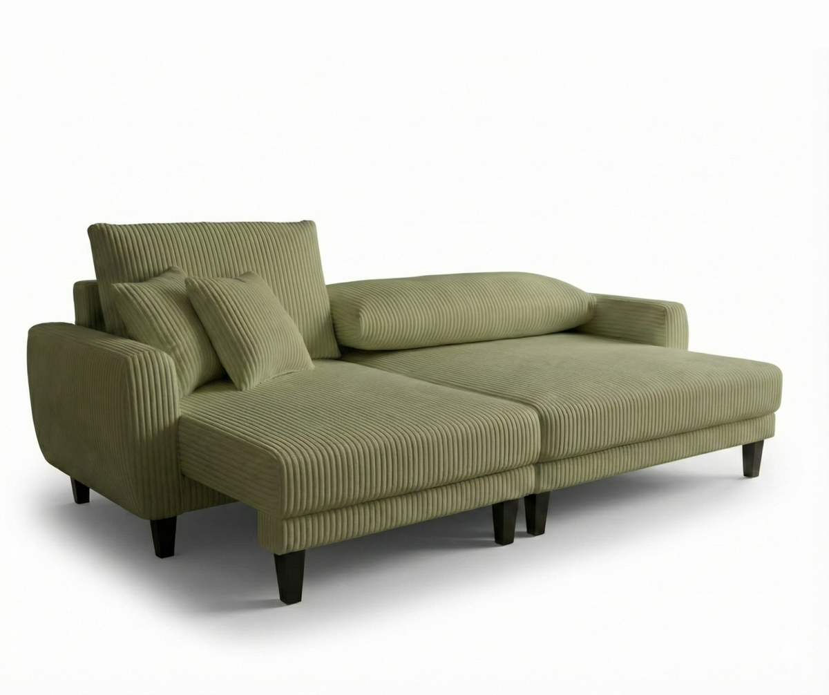 2507 Half Split Fabric Sectional - Green